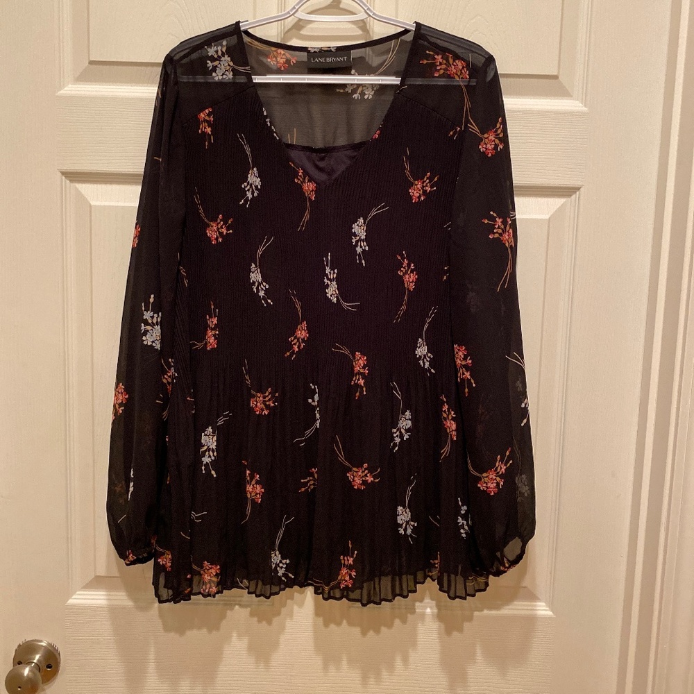 COPY - Lane Bryant  2xl black light weight sheer top with black camisole